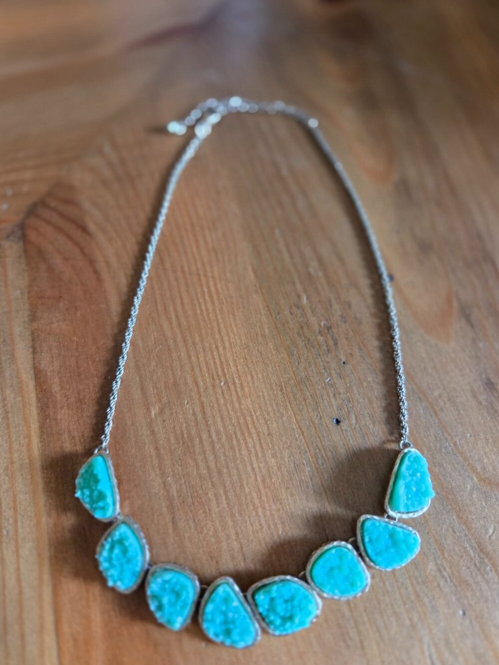 Teal Druzy Gemstone Necklace